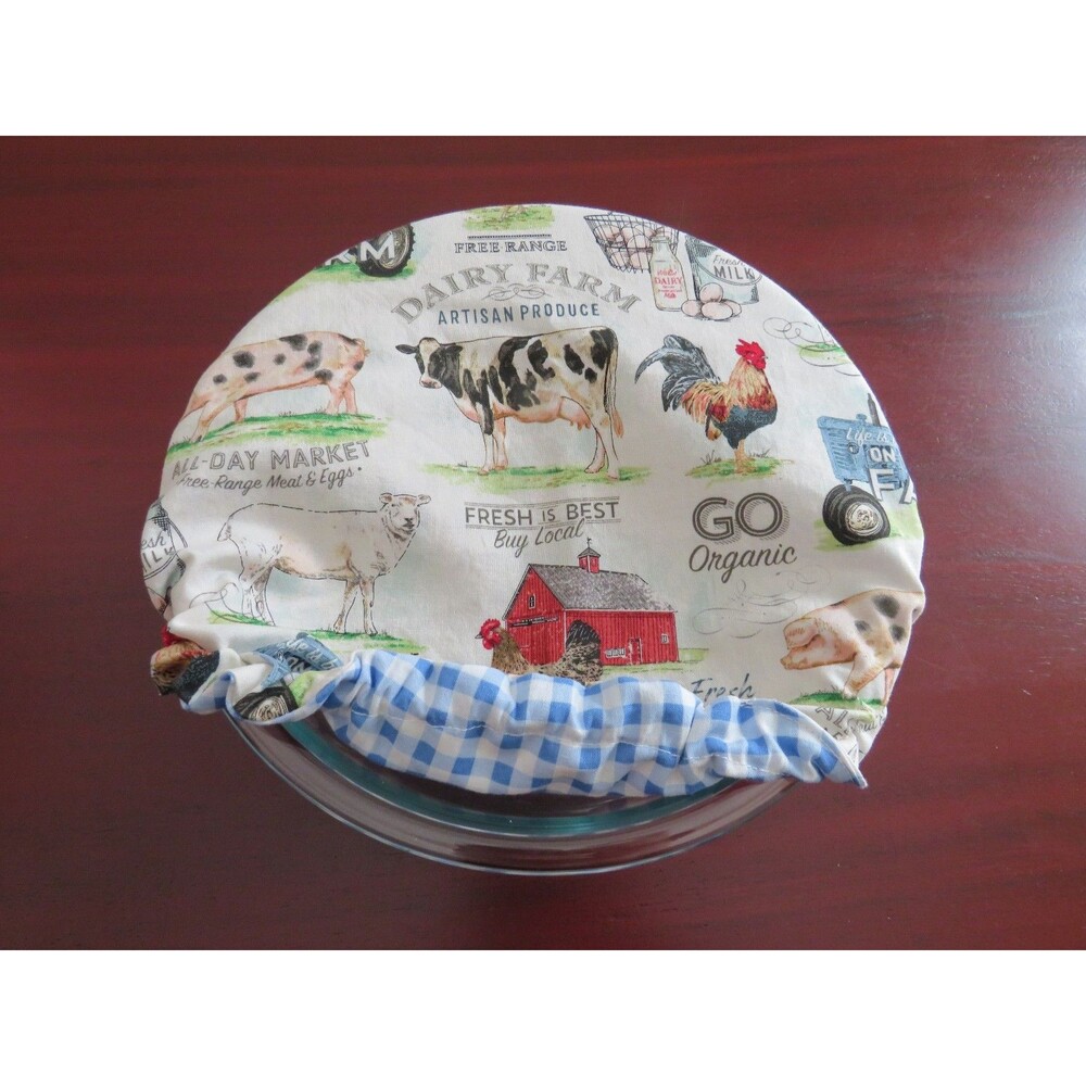 Kitchenaid Bowl Cover, Reversible Farm and Blue Gingham